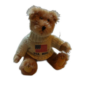 All American Vintage Bear Stuffed Animal Vintage 2002 Sweater Jointed Flag USA
